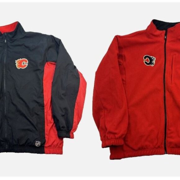 Reebok Hockey Calgary Flames Reversible Jacket Men's Size Large NHL Center Ice - Picture 7 of 12